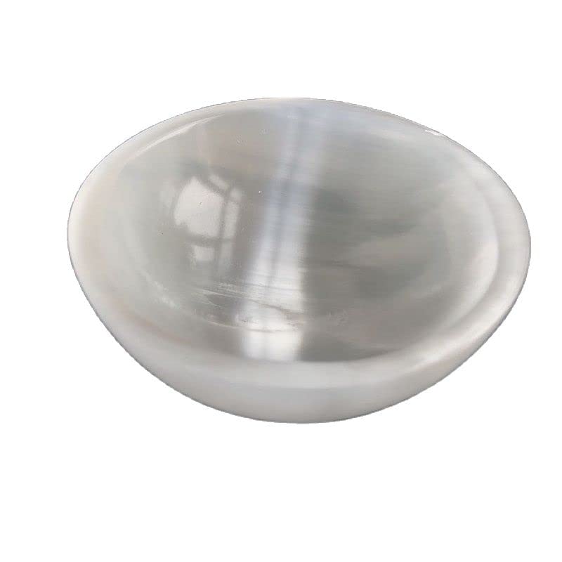 FFIME 1PC Selenite Bowl Shaped Love Aromatherapy Container Gypsum Stone Quartz Crystal Yoga Power Relaxation Reiki Home Decor - (Color: 1pcs, Size: approx80-110mm)