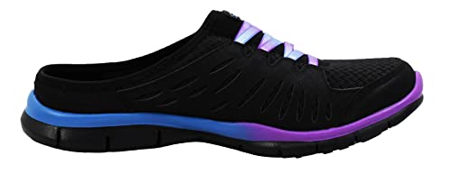 Skechers Sport Women's Gratis No Limits Slip-On Mule Sneaker, Black/Purple, 9 W US