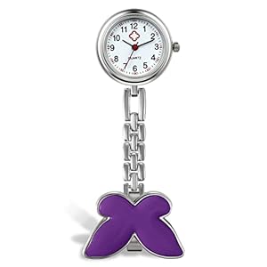 Avaner Zusterhorloge met clip vlinder design polshorloge verpleegster horloges opsteekklok hangende medische zakhorloge voor dokter dokter verpleegster geschenken