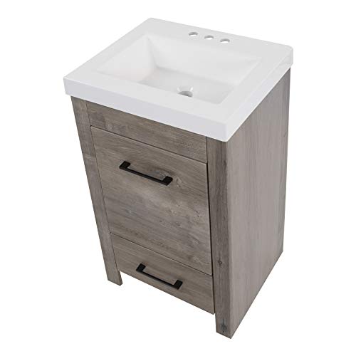 Spring Mill Cabinets Nixie Bathroom Vanity With Sink, 18.5 In. X 16.75 In, White Washed Oak #TOP7