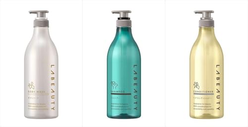 【セット品】業務用 ラビューティ ボディソープ+シャンプー+コンディショナー 丸型空容器 800mL 18点セット(各6本) 施設・店舗の詰替用に最適