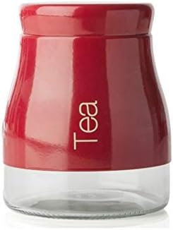 Sabichi 3-Piece Red Kitchen Canister Set, Tea, Coffee & Sugar Storage Jars, 0.7ltr