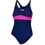 Aqua Speed Badeanzug | Mädchen | Teenager | 134-164 | UV-Schutz | Elastisch | Blickdicht | Chlorresistent (Navy Blue-pink, 122)