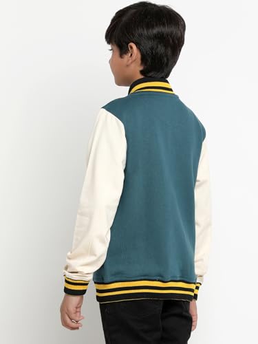 Image of Li'l Tomatoes Boys Winter Fleece Varsity Jacket | Warm Snap Button Baseball Style Sweatshirt | Casual Wear | 9-16 Years