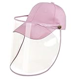 Muryobao Men Women Summer Face Shield Baseball Hat UV Protection Outdoor Fishing Detachable Sun Visor Cap Pink