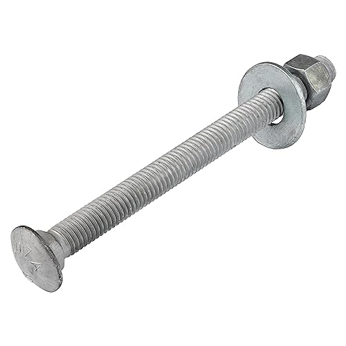 1/2" x 6" (25 Pack) Galvanized Carriage Bolt Kit Grade 307A Includes 1/2" USS Flat Washers (25 pcs) and 1/2"-13 Hex Nuts (25 pcs), Hot Dip Galvanized for Exterior Use by Makers Bolt