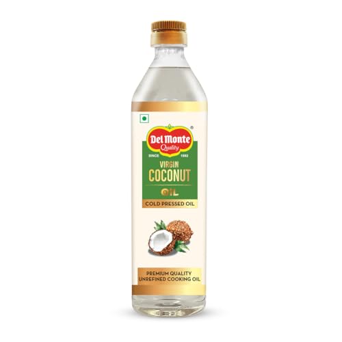 Del Monte Multipurpose Cold Pressed Virgin Coconut Oil 1L | 100% Pure, Unrefined, Kolhu/Kacchi Ghani/Mara Chekku/Ganuga | Rich Aroma & Flavour of real coconuts | Ideal for Daily Cooking, Massage, Hair, Skin & Baby Care | Cholesterol & Chemical Free | 60% MCT | Low Trans Fat Oil | Keto Friendly Del Monte Multipurpose Cold Pressed Virgin Coconut Oil 1L | 100% Pure, Unrefined, Kolhu/Kacchi Ghani/Mara Chekku/Ganuga | Rich Aroma & Flavour of real coconuts | Ideal for Daily Cooking, Massage, Hair, Skin & Baby Care | Cholesterol & Chemical Free | 60% MCT | Low Trans Fat Oil | Keto Friendly