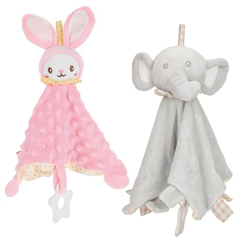 La Mejor Lista de Mantitas de arrullo disponible en línea. 40 Carlsen. Mantas de Apego para Bebé, Peluches Suaves de Seguridad, Juguetes para Bebés con Mordedera con Diseño de Conejito y Elefantito, Toalla para Saliva.