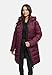 MARIKOO Damen Langer Wintermantel warmer Steppmantel mit abnehmbarer Kapuze Kaltnäschen 16 Wine Gr. S