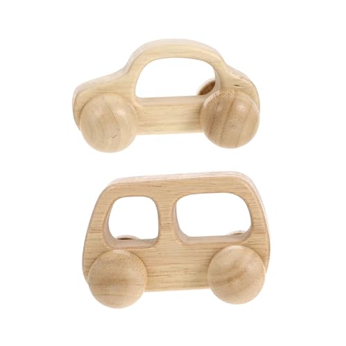 Parliky 2 Piezas Juguetes de Madera para Niña Coche y Autobús Empujable sin Baterías Desarrollo Sensorial Habilidades Motoras para Niñas