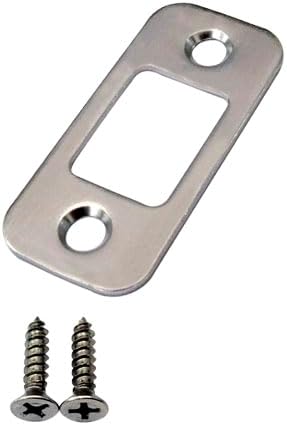 QCAA Solid Brass Deadbolt Strike Plate, Door Backplate, Round Corner, 1"x2-1/4", Brush Nickel, 1 Pack, Made in Taiwan