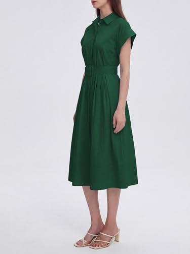 Image of EZAPINE Womens Summer Shirt Dress Casual Button Down Long Dress with Belt