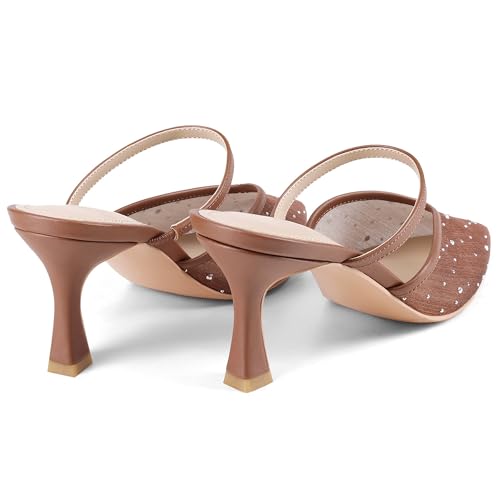 Image of USIMAD Women's Mesh Mule Heels Pointy Toe Closed Toe High Heel Sandals Slip On Dress Shoes with Memory Foam Insole Arch Support