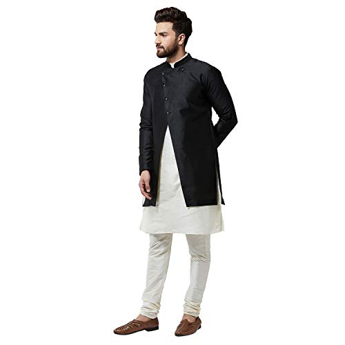 Image of SOJANYA (Since 1958 Men's Silk Blend Kurta Churidaar Pyjama & Jacket Combo