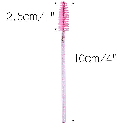 G2PLUS 100PCS Eyelash Mascara Brushes, Disposable Lash Spoolies, Crystal Mascara Wands Makeup Kits for Eyelash Extensions and Eyebrow (Pink)