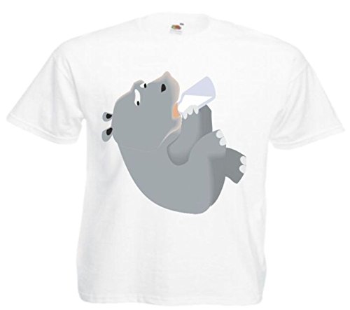 Divertida camiseta de hipopótamo bebé dibujos animados divertido película DVD Moti, Blanco, M