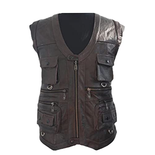 Chaleco de cuero para hombre Reporter caoba XL ideal para viajes y fotografía
