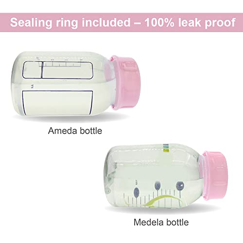 Image of Maymom Solid Lids with Sealing Ring for Standard Sized Bottles; Bottles Lids Compatible with Medela Bottles, Ameda, and Small Sized Nuk, Playtex, Gerber Bottles; 8pc (Pink)