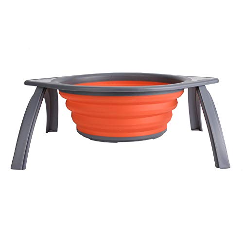 Cesta de colador plegable de silicona | Tamiz de cocina plegable para drenar pasta/verduras/frutas | Diseño de ahorro de espacio con mango de agarre seguro | Material de grado (Orange Grey)