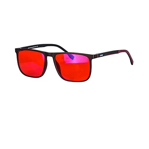 Image of SHINU Good Sleep Blue Light Blocking Glasses Men Red Lenses Anti Green Light Eliminate Eye Strain Glasses Bluelight 078RD