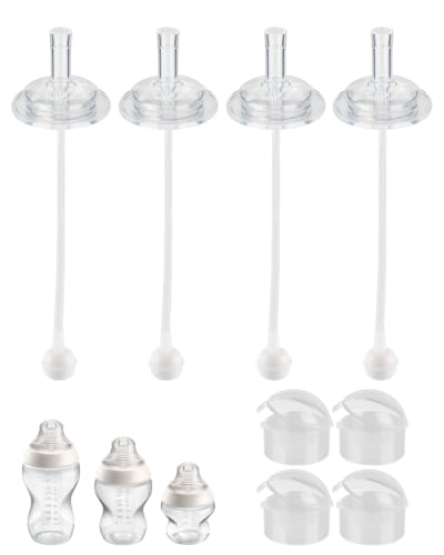 Sippy Cup Conversion Kit for Tommee Tippee Natural Start Anti-Colic Baby Bottles Baby Bottles, Soft Straw top and Weighted Ball Sippy Cup Transition Kit, 8m+ Pack of 4