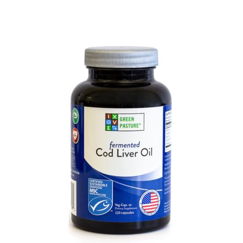 Green Pasture Fermented Cod Liver Oil -Non-Gelatin 120 Capsules