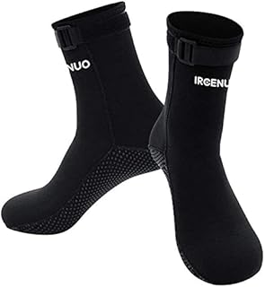 IREENUO Neoprene Diving Socks, 3mm Ultra Premium Water Fin Socks, Snorkeling Socks with Adjustment Straps for Beach Swimming Boarding and Water Sports - L