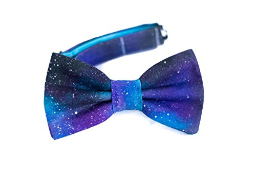 galaxy bow tie - celestial cosmic geek bow ties - NASA space stars moon accessory - men women kids universe bowties - pre tied and self tie bow tie - matching pocket square