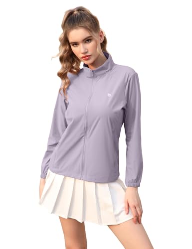 Image of Venzina Women's UPF 50+ Lightweight Athletic Jacket UV Sun Protection Full Zip Cooling Hoodie Long Sleeve Sunscreen Protective Clothing for Women for Outdoor Hiking, S-XL