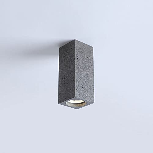 Foco de Techo Industrial de Cemento para Montaje en Superficie, iluminación puntual para Interiores, focos direccionales Cuadrados GU10 para Dormitorio, Cocina, Isla, Pasillo, Cemento, 10 cm de a