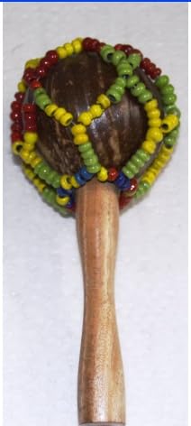 Handmade Wooden Maracas Indian Folk Musical Instrument with Beads and Handle-image-36