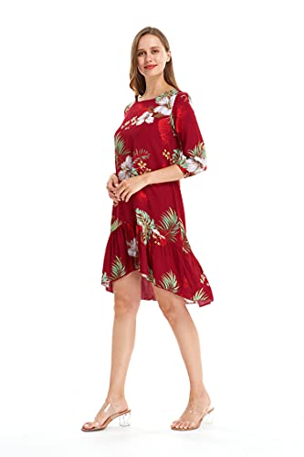 Image of Matchable Family Hawaiian Luau Men Women Girl Boy Clothes in Pineapple Garden Burgundy