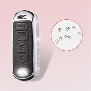 Miniatura 6 de RUABIBAN Funda para Llavero Compatible con Mazda, Funda de Protección de 360 Grados de Cuero Negro con Cristal para 3 6 8 Miata MX-5 CX-3 CX-5 CX-7