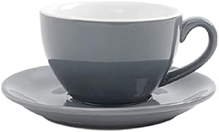 MarkMark Espresso Glass Coffee Cup Saucer Ceramic Mug Cup Hot Tea Milk 6.8oz(200ml) Grey TPBD131107