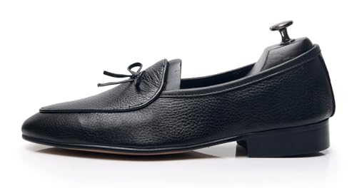 Santimon Men's Dress Shoes Belgian Loafers Leather Bow-Tie Slip On Penny Loafers Shoes Formal Business Casual Prom Wedding Tuxedo Shoes for Men2
