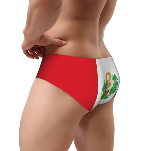 Flag of Peru Men's briefs with U-shaped three-dimensional design, free support and elastic waist.3