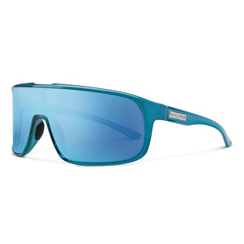 Image of Suncloud Double Up Polarized Sunglasses - 100% UV Protection - Comfortable Fit, Trendy Design - for Men & Women - Matte Crystal Marine + Polarized Aqua Mirror Lenses