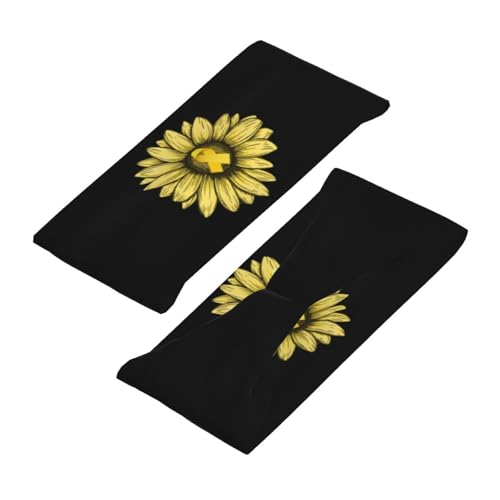Sunflower Childhood Cancer Awareness Adjustable Sports Headband Moisture Wicking Sweatband for Running Workout4