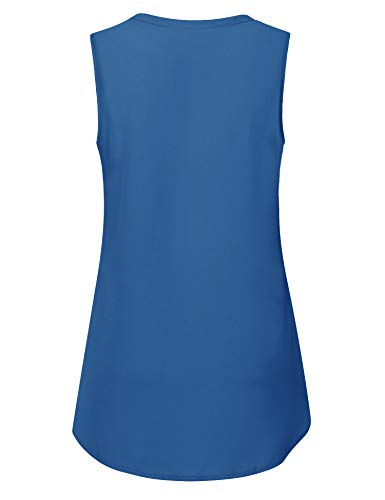 Timeson Sleeveless Blouses For Women,Summer Business Attire Dressy Work Shirts Office Professional Shell Tops Fashion 2022 Chiffon Tunics Tops Ladies Casual V Neck Interview Formal Tanks Navy Blue #TOP2
