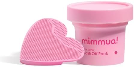 Weekly Radiance Glow Up Duo | Very Berry Wash Off Pack + Heart-Shaped Silicone Facial Brush | Korean Sauna Glow Mask Set | Berry Complex & Fermented Ingredients for Smooth, Radiant Skin