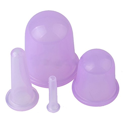 Savior 4 Size of Anti Cellulite Silicone Cupping Therapy Set Massage Vacuum Therapy Rubber Cup Massage Body Face Back Legs Cups for Anti-aging, Collagen Stimulator, Pain Relief, Lymph Drainage(Purple)