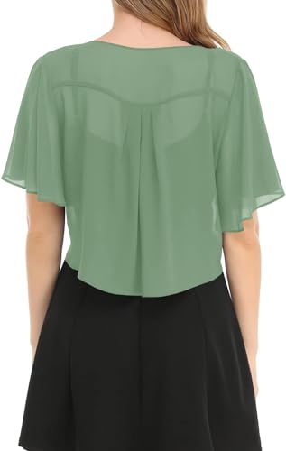Image of Women's Solid Puff Sleeve Kimono Short Cardigan Loose Cover Up Casual Blouse Top Chiffon
