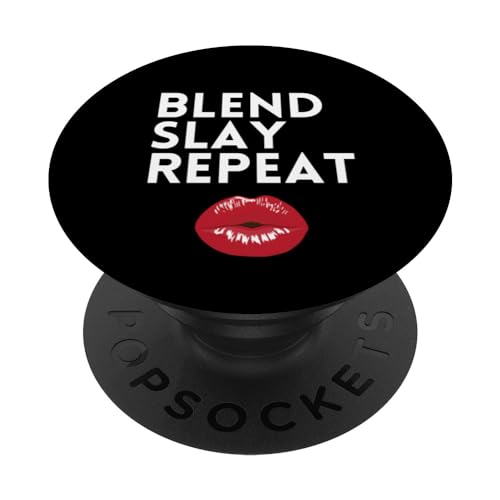 Blend Slay Repeat: Cosmetología glamorosa con beso de lápiz labial PopSockets PopGrip Intercambiable
