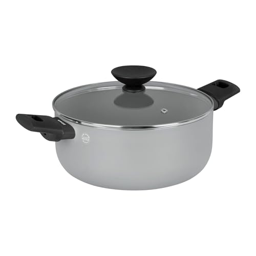 Sitram 716955 Faitout en aluminium gris SILICE Ø24 cm H.6,5 cm - Revêtement Antiadhésif Sain en Céramique garanti sans PFAS - Poignées thermorésistantes...