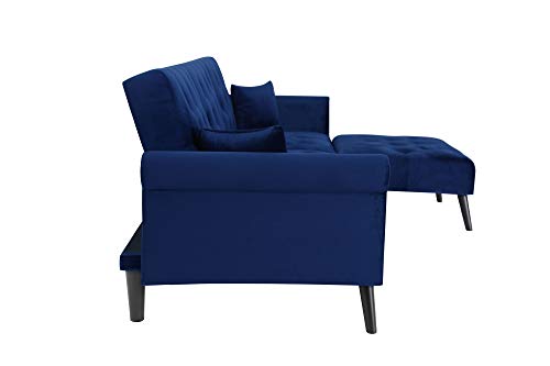elvet Fabric Sectional Sofa Set Corner Couch with Chaise Lounge Living Room Furniture (Navy Blue) - Thumbnail 5