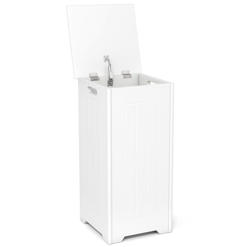GIANETX - Armario para la colada de madera de 34 litros con tapa y asa, con parte superior para almacenamiento, clasificador de ropa para baño, lavandería, salón, dormitorio (con bolsa de lavandería)
