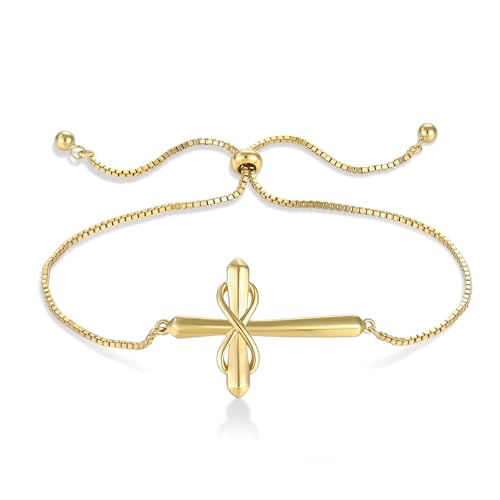 STARCHENIE Cross Bracelet for Women 925 Sterling Silver Infinity Bracelet Adjustable Slider Crucifix Jewelry Gift
