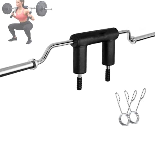 Safety Squat Bar 700lbs Solid Steel Olympi-c Barbell with Shoulder Pads, 2 Barbell Clips - Fits 2' Plates (No Weights Included)