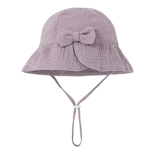 Generisch Sombrero para el sol de algodón para bebé, de color liso, para el sol, para el verano, para mujer, plegable, de 0 a 12 meses, morado, Talla única
