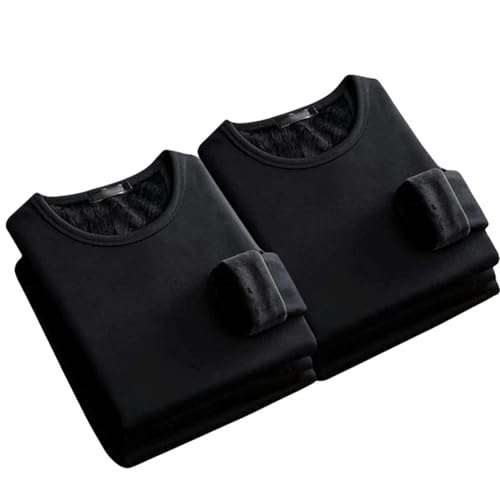 Sous-vêtement thermique homme col rond XIBANY en velours noir lot de 2 taille XXL